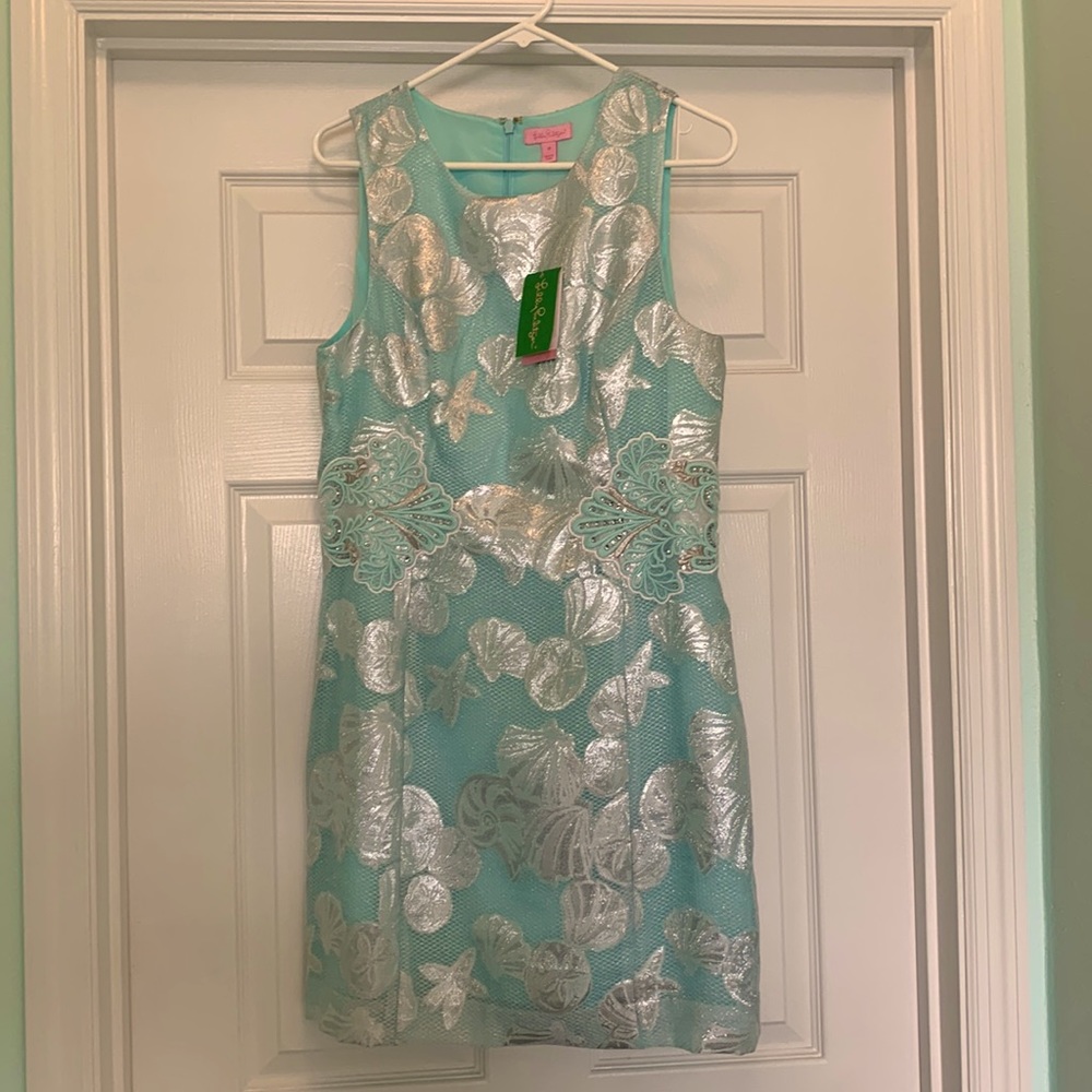 Lilly Pulitzer Aqua and Silver Mini Dress